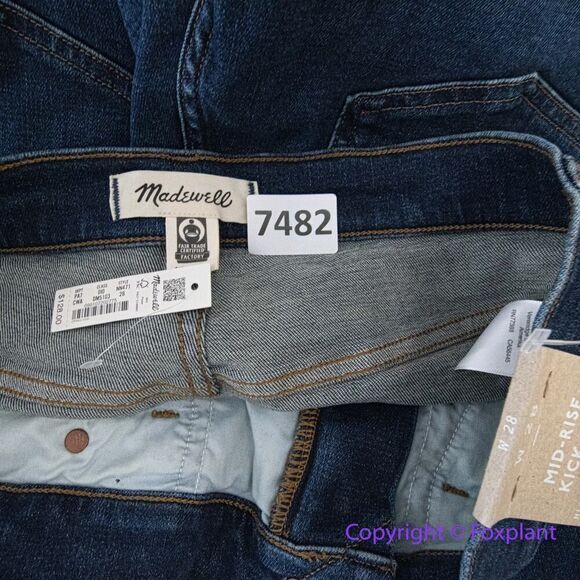 New! Madewell mid rise Kick Out Crop Jeans colleton wash, size 28 - Picture 12 of 15